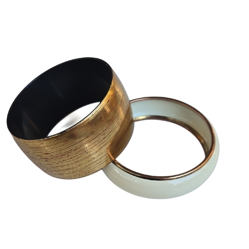 Unbranded Bangle Bracelet Set Womens OS Gold Cream Textured Retro Minimalist